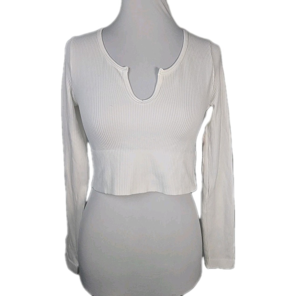 Cotton Candy Sweet Collection White Ribbed Cropped Top Junior M/L